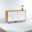 CREDENZA BOLLO 5 CON ANTA E 3 CASSETTI COLORE ROVERE E BIANCO