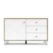 CREDENZA BOLLO 5 CON ANTA E 3 CASSETTI COLORE ROVERE E BIANCO