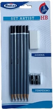 MATITE HB ARTIST 6 PZ CON GOMMA E TEMPERNO NEL KIT OKX