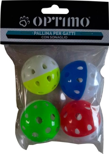 PALLINA GIOCO GATTO 4,3 CM CON SONAGLI 4 PZ OKX