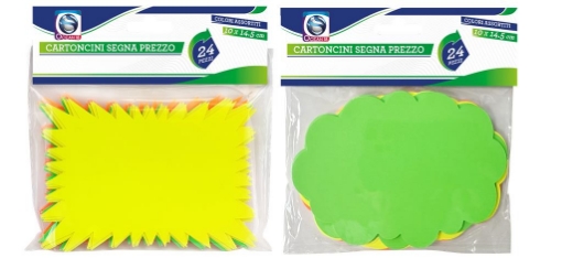 CARTONCINI SEGNAPREZZO10X14,5 CM 30 PZ FANTASIA E COLORE ASSORTITO OKX