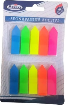 SEGNAPAGINA ADESIVI COLORI FLUO 40 FOGLI X10 PZ A FORMA DI FRECCIA OKX