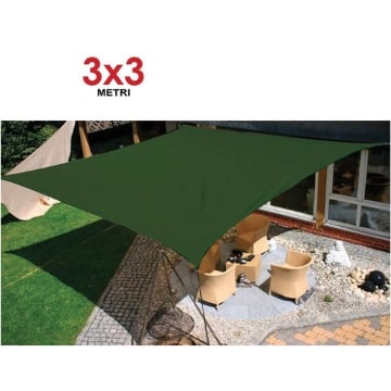 VELA OMBREGGIANTE QUADRATA MT 3X3 COLOR VERDE IDROREPELLENTE OKX