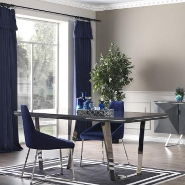 TAVOLO ENZIO IN COLORE GRIGIO LACCATO LUCIDO 185X95X78H