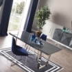 TAVOLO ENZIO IN COLORE GRIGIO LACCATO LUCIDO 185X95X78H