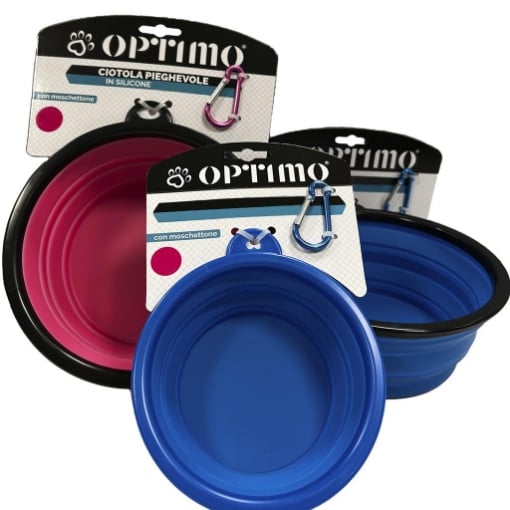 OPTIMO CIOTOLA PIEGHEVOLE IN SILICONE D 13 CM  CM CON MOSCHETTONE COLORI ASSORTITI OKX