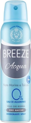 BREEZE ACQUA DEODORANTE SPRAY 48H NOTE MARINE E TALCATE 0% SALI DI ALLUMINIO 150 ML OKX