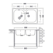 LAVELLO APPOGGIO SERIES CON 2 VASCHE  80X50