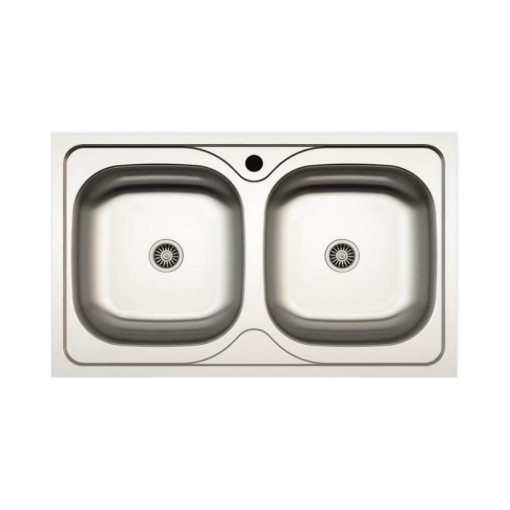 LAVELLO DA INCASSO CUCINA IN ACCIAIO 86X50 CM CON DUE VASCHE