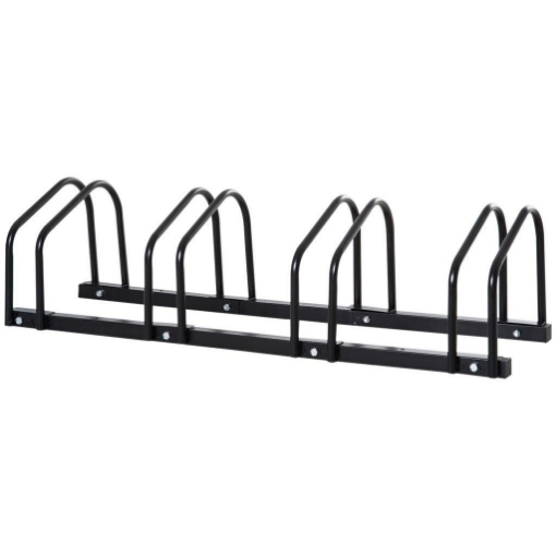 RASTRELLIERA PORTABICICLETTE PARCHEGGIO PER 4 BICICLETTE IN ACCIAIO 110X33X27 CM