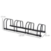 RASTRELLIERA PORTABICICLETTE PARCHEGGIO PER 4 BICICLETTE IN ACCIAIO 110X33X27 CM