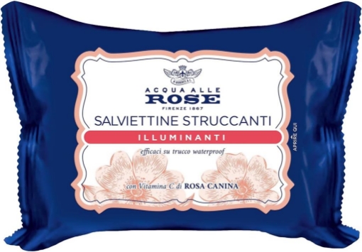 ACQUA ALLE ROSE SALVIETTINE STRUCCANTI ILLUMINANTI PER PELLI SPENTE E VITAMINA C DI ROSA CANINA VISO OCCHI E LABBRA 20 PZ OKX