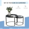 SET 2 TAVOLINI DA SALOTTO E GIARDINO SOVRAPPONIBILI IN FERRO, NERO