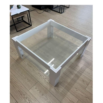 TAVOLINO DA SALOTTO BIANCO CON DOPPIO RIPIANO IN VETRO HOMY