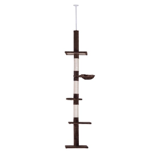 ALBERO TIRAGRAFFI MULTILIVELLO A SOFFITTO CON AMACA E ALTEZZA REGOLABILE, 40X34X230-260CM, MARRONE