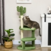 ALBERO PER GATTI A FORMA DI CACTUS CON TIRAGRAFFI E 2 PALLINE DA GIOCO, 35X31X55.5 CM, VERDE E BIANCO