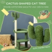 ALBERO PER GATTI A FORMA DI CACTUS CON TIRAGRAFFI E 2 PALLINE DA GIOCO, 35X31X55.5 CM, VERDE E BIANCO