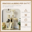 ALBERO PER GATTI CON CASETTA, TIRAGRAFFI PER GATTI, POSATOIO E PALETTO, 48.5X48.5X141.5 CM, BEIGE