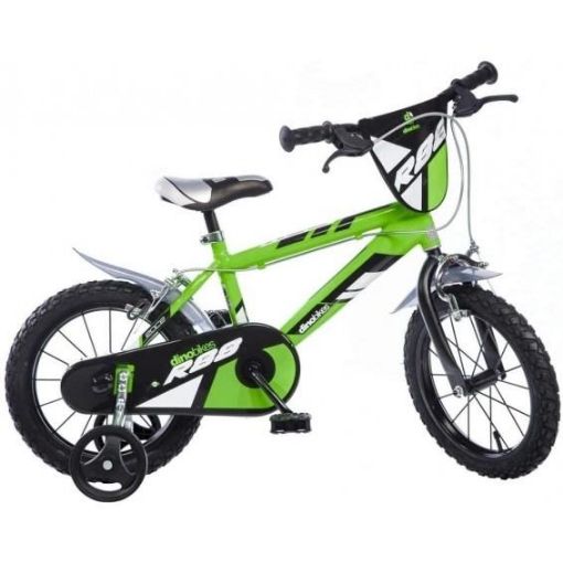 BICICLETTA 16 POLLICI VERDE BAMBINO MTB MOUNTAIN BIKE CON ROTELLE OKX