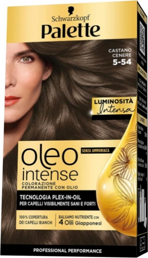 SCHWARZKOPF PALETTE OLEO COLORAZIONE PERMANENTE COPERTURA CAPELLI BIANCHI NO AMMONIACA 5-54 NEW CASTANO CENERE