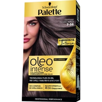 SCHWARZKOPF PALETTE OLEO COLORAZIONE PERMANENTE COPERTURA CAPELLI BIANCHI NO AMMONIACA 7-56 CASTANO CHIARO PERLA