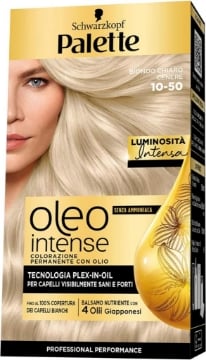 SCHWARZKOPF PALETTE OLEO COLORAZIONE PERMANENTE COPERTURA CAPELLI BIANCHI NO AMMONIACA 10-50 NEW BIONDO CHIARO