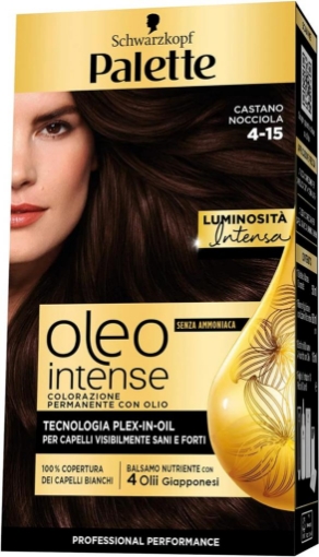 SCHWARZKOPF PALETTE OLEO COLORAZIONE PERMANENTE COPERTURA CAPELLI BIANCHI NO AMMONIACA 4-15 NEW CASTANO NOCCIOLA