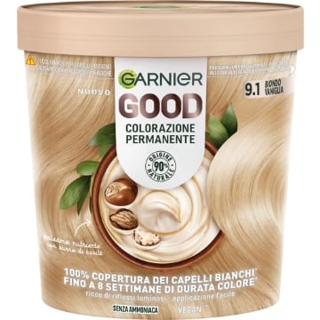 GARNIER GOOD TINTA CAPELLI 9.1 BIONDO VANIGLIA COLORAZIONE PERMANENTE SENZA AMMONIACA 90% NATURALE