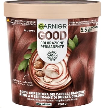 GARNIER GOOD TINTA CAPELLI 5.5  CASTANO RAMATO IBISCO COLORAZIONE PERMANENTE SENZA AMMONIACA 90% NATURALE