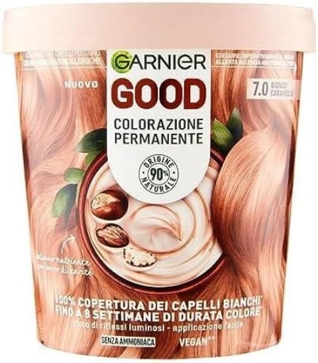 GARNIER GOOD TINTA CAPELLI 7.0 BIONDO CARAMELLO COLORAZIONE PERMANENTE SENZA AMMONIACA 90% NATURALE