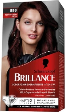 SCHWARZKOPF BRILLANCE TINTA PER CAPELLI INTENSIVA COPERTURA CAPELLI BIANCHI 896 NERO ROSSO SETA