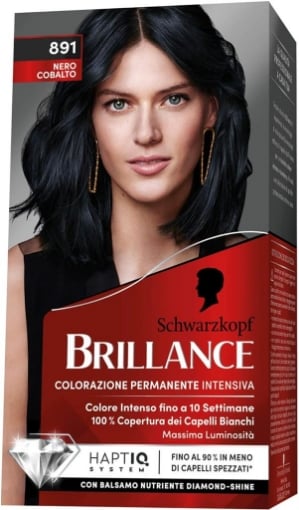 SCHWARZKOPF BRILLANCE TINTA PER CAPELLI INTENSIVA COPERTURA CAPELLI BIANCHI 891 NEW BLUE NERO