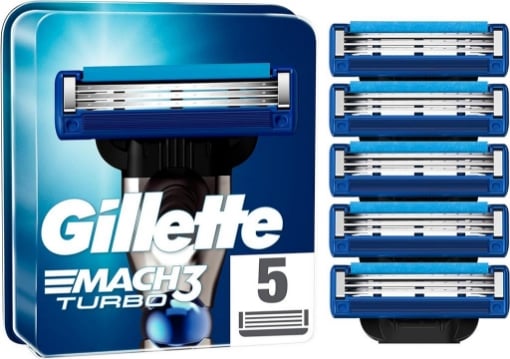 GILLETTE MACH3 TURBO LAMETTE DI RICAMBIO 5 PZ PER RASOIO DA UOMO RASOI A 3 LAME