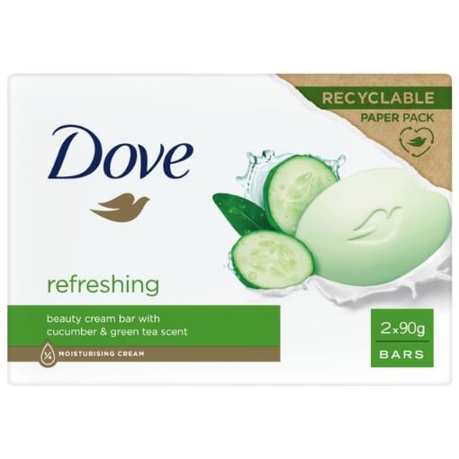 DOVE SAPONETTA CREMOSA REFRESHING 2 PEZZI X 90 GRAMMI CUCUMBER & TEA GREEN