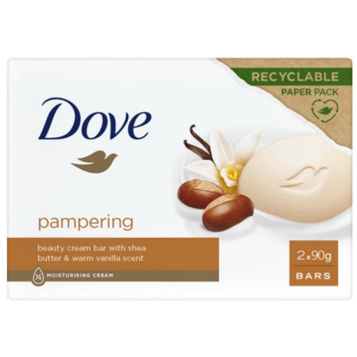 DOVE SAPONETTA CREMOSA PAMPERING 2 PEZZI X 90 GRAMMI KARITE E VANIGLIA 