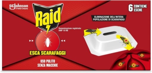 RAID ESCA SCARAFAGGI INSETTICIDA INODORE PRONTA ALL'USO IN SPAZI INTERNI ED ESTERNI CONFEZIONE DA 6 PEZZI