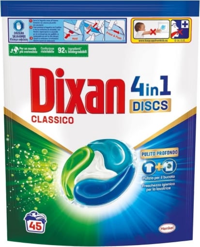 DIXAN DISCS CLASSICO DETERSIVO LAVATRICE 45 CAPSULE 4 IN 1 PULITO PROFONDO