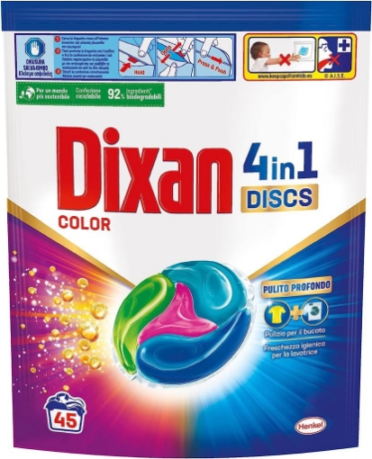 DIXAN DISCS COLOR DETERSIVO LAVATRICE 45 CAPSULE 4 IN 1 PULITO PROFONDO