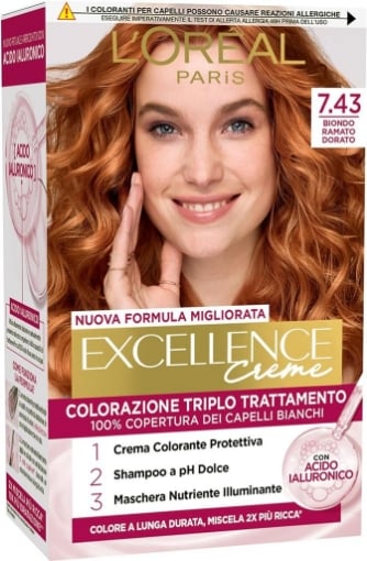 L'ORÉAL PARIS EXCELLENCE CREMA COLORANTE TRIPLO TRATTAMENTO AVANZATO  7.43 BIONDO RAMATO DORATO