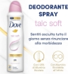 DOVE DEODORANTE SPRAY TALCO SOFT 1/4 CREMA IDRATANTE NO ALCOOL PELLE ASCIUTTA 48 ORE UOMO E DONNA 150 ML