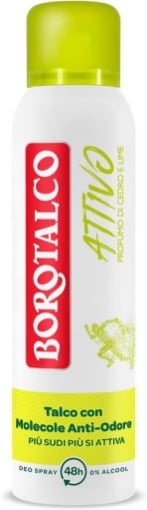 BOROTALCO DEODORANTE SPRAY INVISIBILE GIALLO NO ALCOOL CON TALCO MOLECOLE ANTI ODORE 150 ML NEW ATTIVO