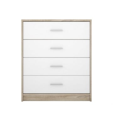 COMÒ CASSETTIERA NEPO CON 4 CASSETTI 80 CM. COLORE ROVERE SONOMA BIANCO