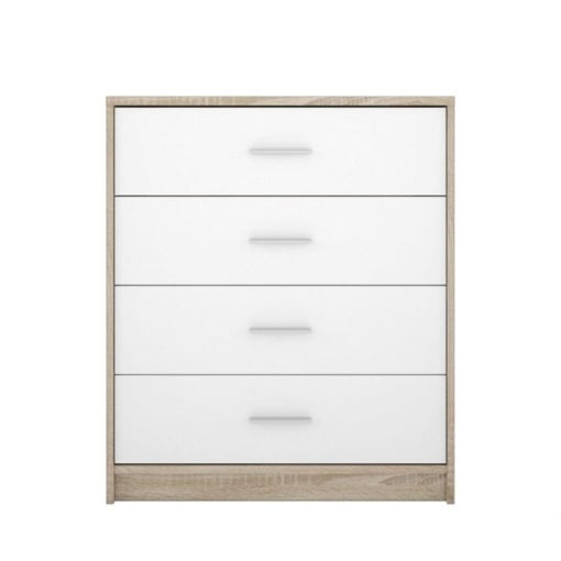 COMÒ CASSETTIERA NEPO CON 4 CASSETTI 80 CM. COLORE ROVERE SONOMA BIANCO