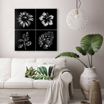 CORNICE DECORATIVA NATURA IN METALLO NERO 40X40 CM 