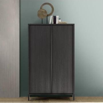 ARMADIO CONTENITORE GIUGI 2 ANTE COLORE NERO FRASSINATO 106X40X177