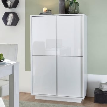 ARMADIO CONTENITORE 4 ANTE COLORE BIANCO LUCIDO