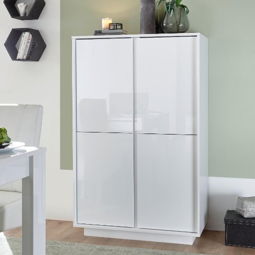 ARMADIO CONTENITORE 4 ANTE COLORE BIANCO LUCIDO