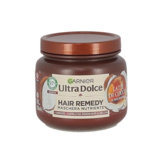 GARNIER ULTRA DOLCE MASCHERA CAPELLI DA DISIDRATATI A SECCHI AZIONE IN 1 MINUTO CON LATTE DI COCCO E MACADAMIA 340 ML OKX