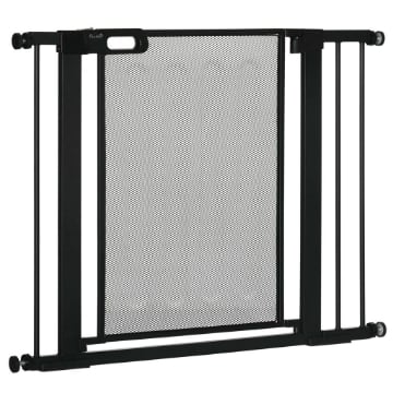 CANCELLINO PER CANI ESTENSIBILE A PRESSIONE CON CHIUSURA AUTOMATICA, IN ACCIAIO E ABS, 75-103X76 CM, NERO