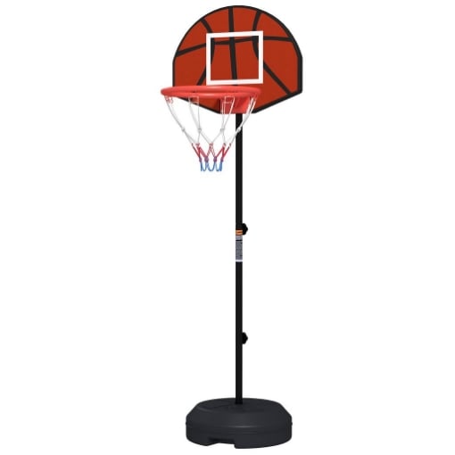 CANESTRO BASKET CON BERSAGLIO FRECCETTE 2 IN 1, IN ACCIAIO E PE, 38.5X48.5X179 CM, NERO E MARRONE